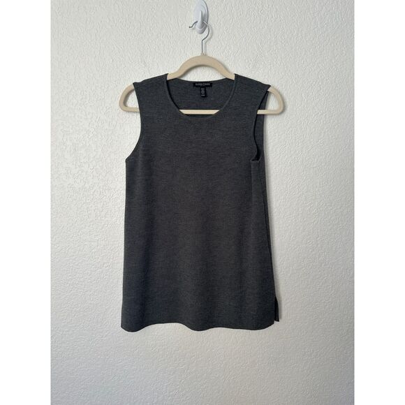 Eileen Fisher The Icons Sleeveless Tunic Long Tank Wool Ash Womens Small Petite - Picture 4 of 11